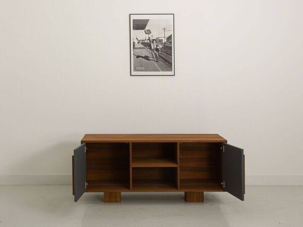 Meuble télé en teck équipé de 2 portes et d'une niche avec étagère