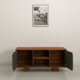 Teak TV cabinet with 2 doors and a niche with shelf