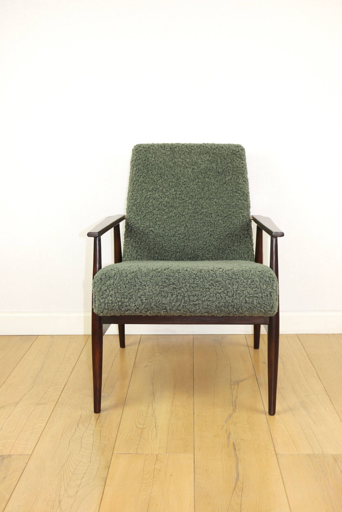 Armchair 'Lis', 1970s green boucle design by Henryk Lis - 2 pieces available