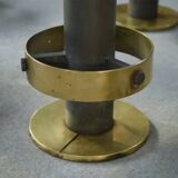 6 tabourets en acier et laiton 1980