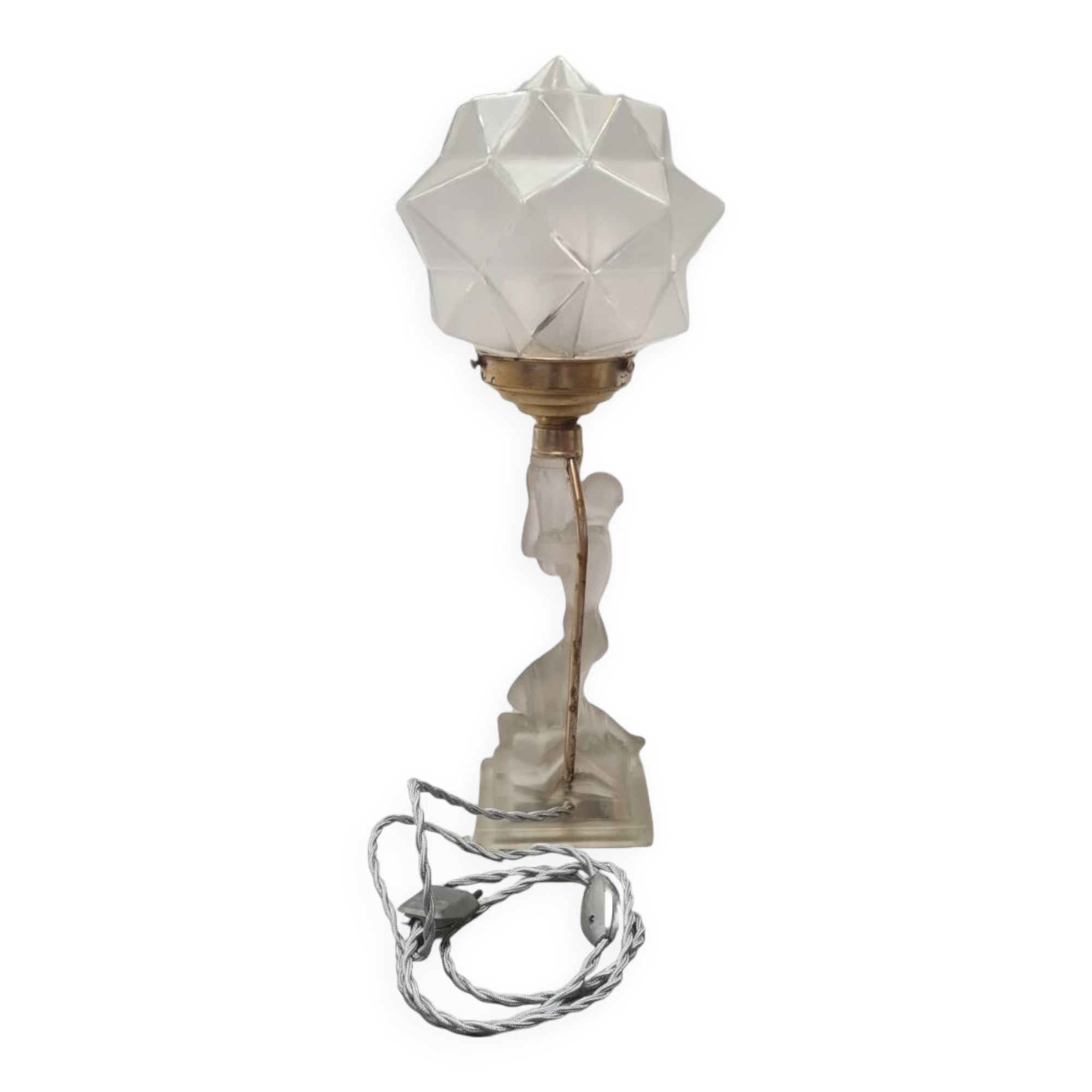 Art Deco Table Lamp With Half Naked Woman, 1930s