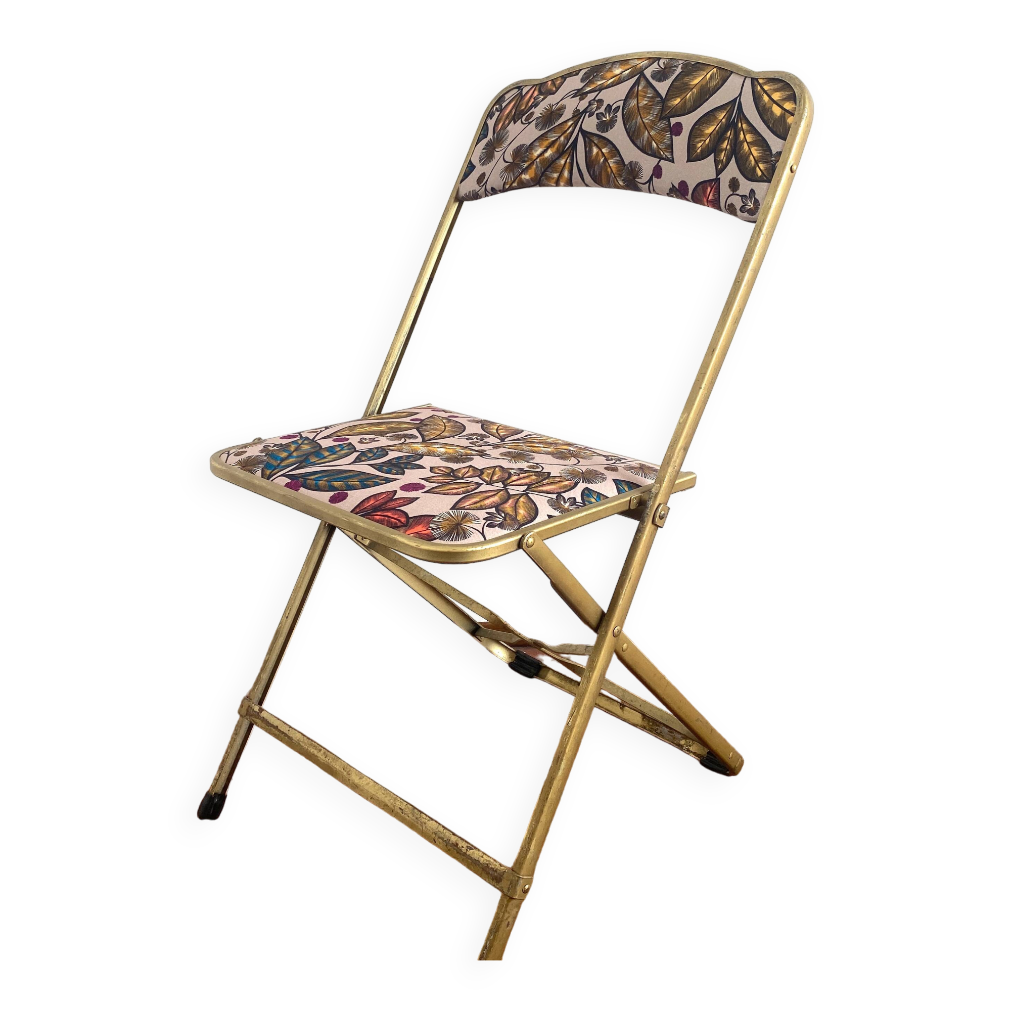 Vintage folding chair - upcycling - tapestry - Large Rainbow tree