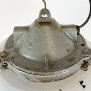 Industrial Grey Enamel Factory Cage Pendant Lamp in Cast Iron from Zaos, 1960s