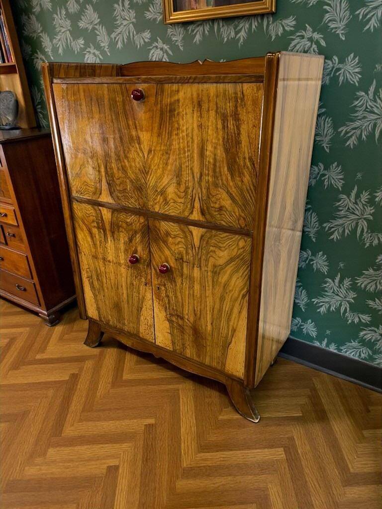 vintage Art Deco wooden armoire / bar