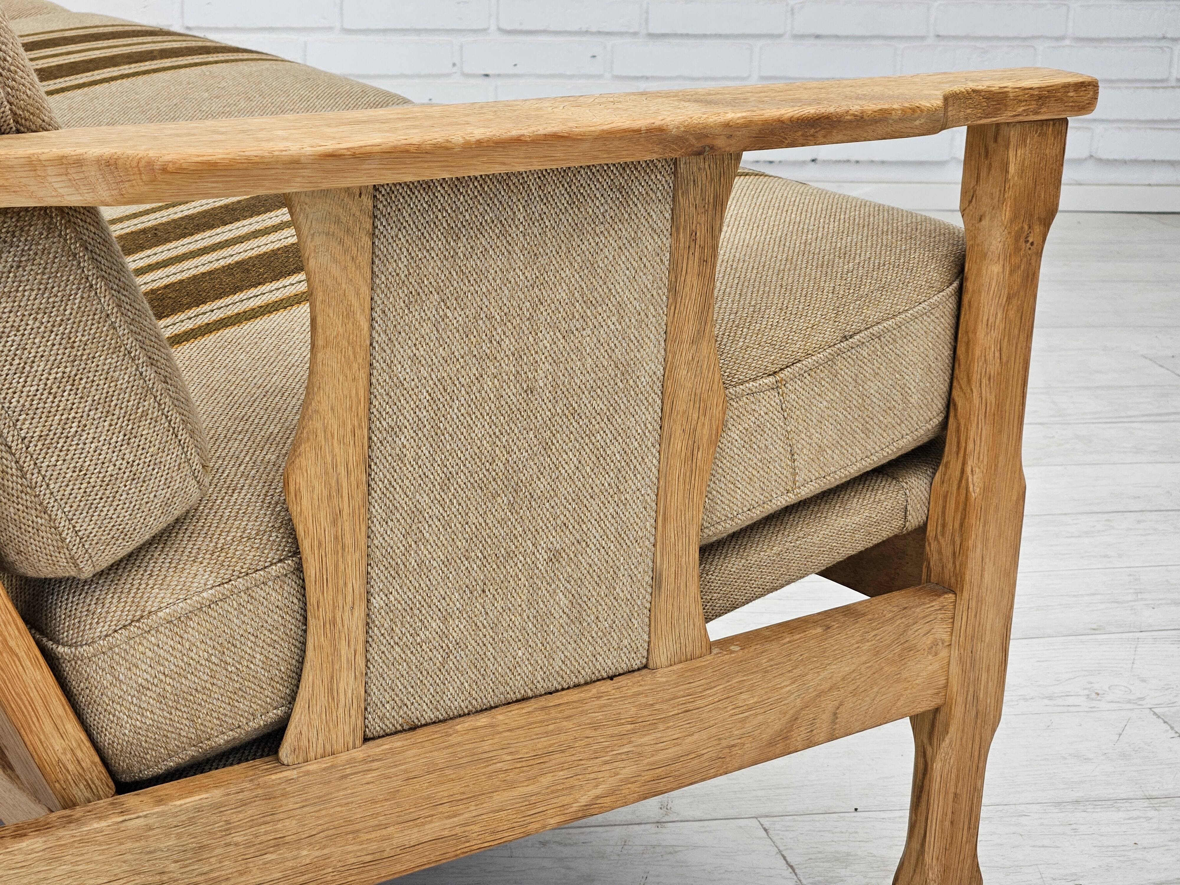 1970s, Danish 3 seater sofa, original very good condition, wool, oak.