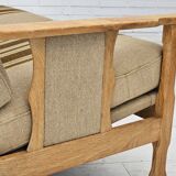 1970s, Danish 3 seater sofa, original very good condition, wool, oak.