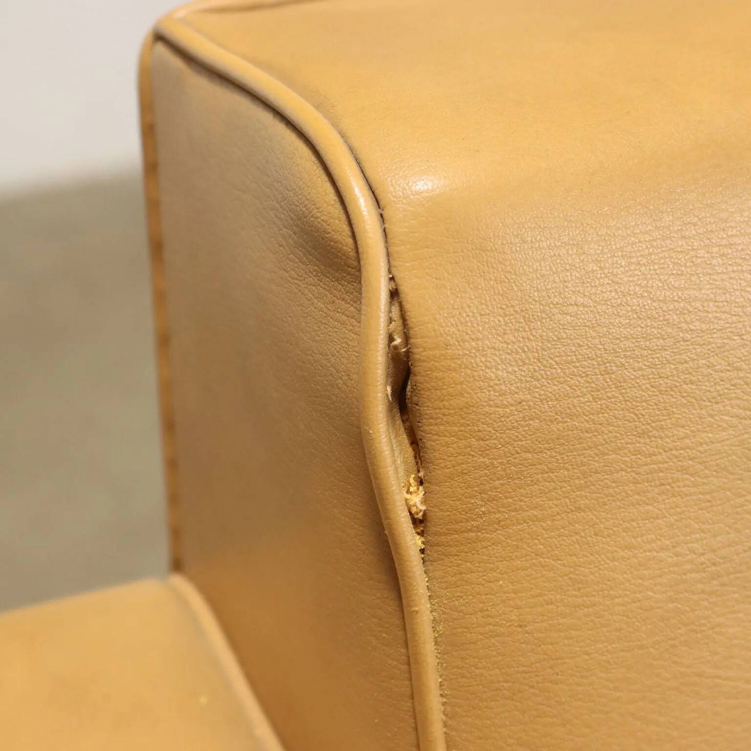 Vintage armchair in faux leather and solid wood, Italy, 1960s