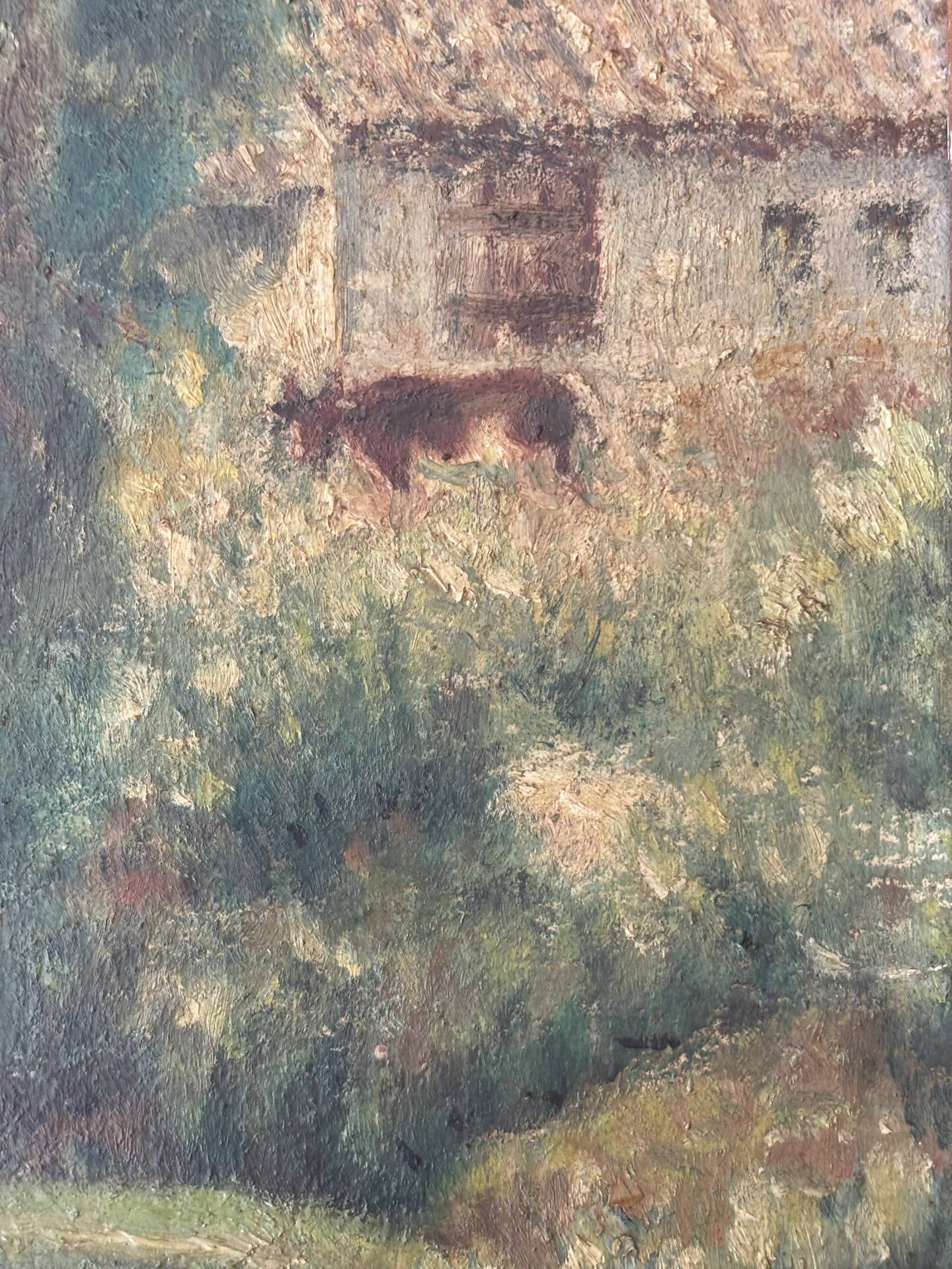 Peinture ancienne encadrée - signée R Guillet - 1948