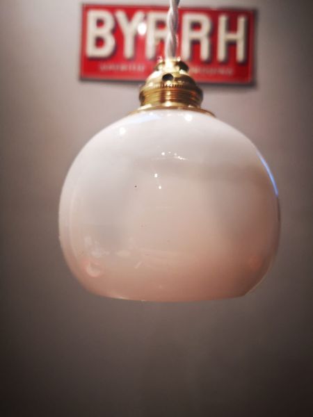 Suspension walker old opaline white globe spirit night light 1930 Art Deco TBE