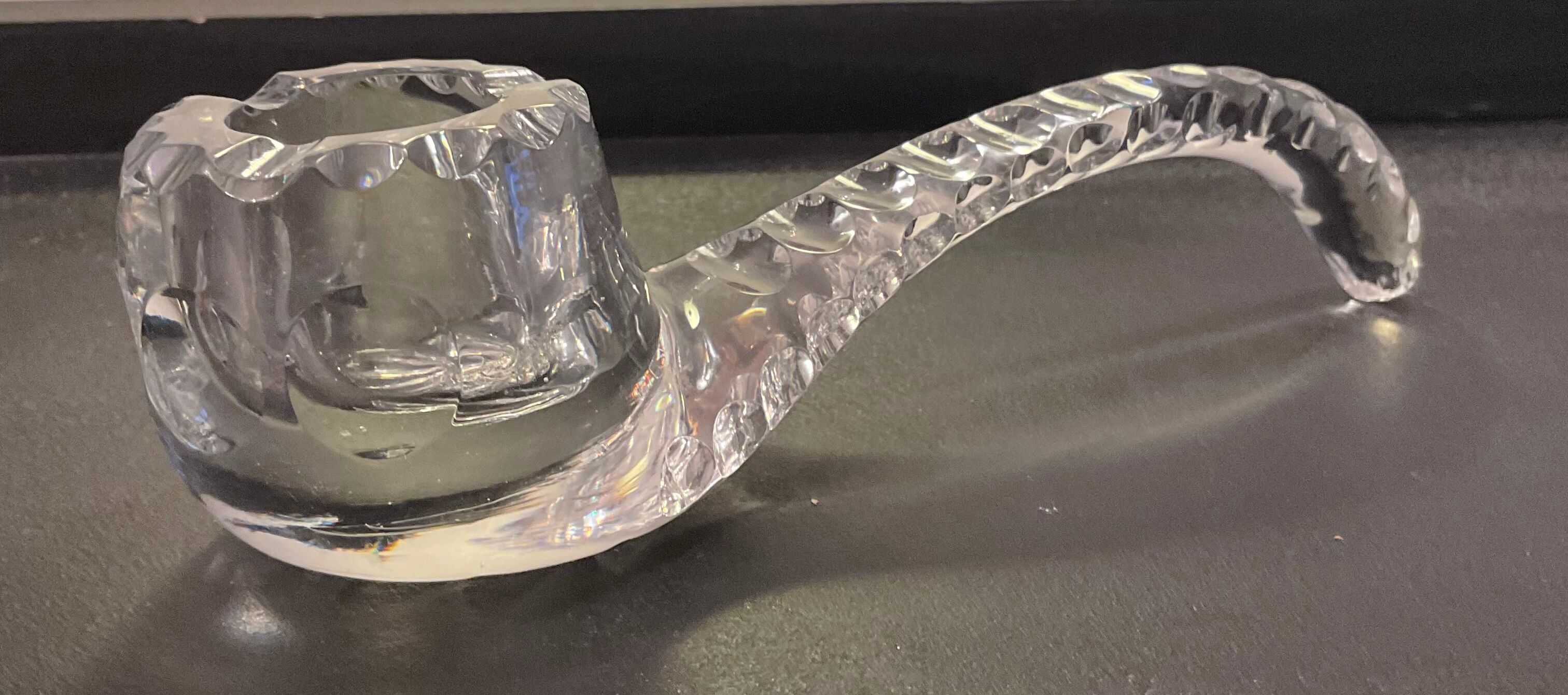 Vintage pipe ashtray chiseled crystal 70s