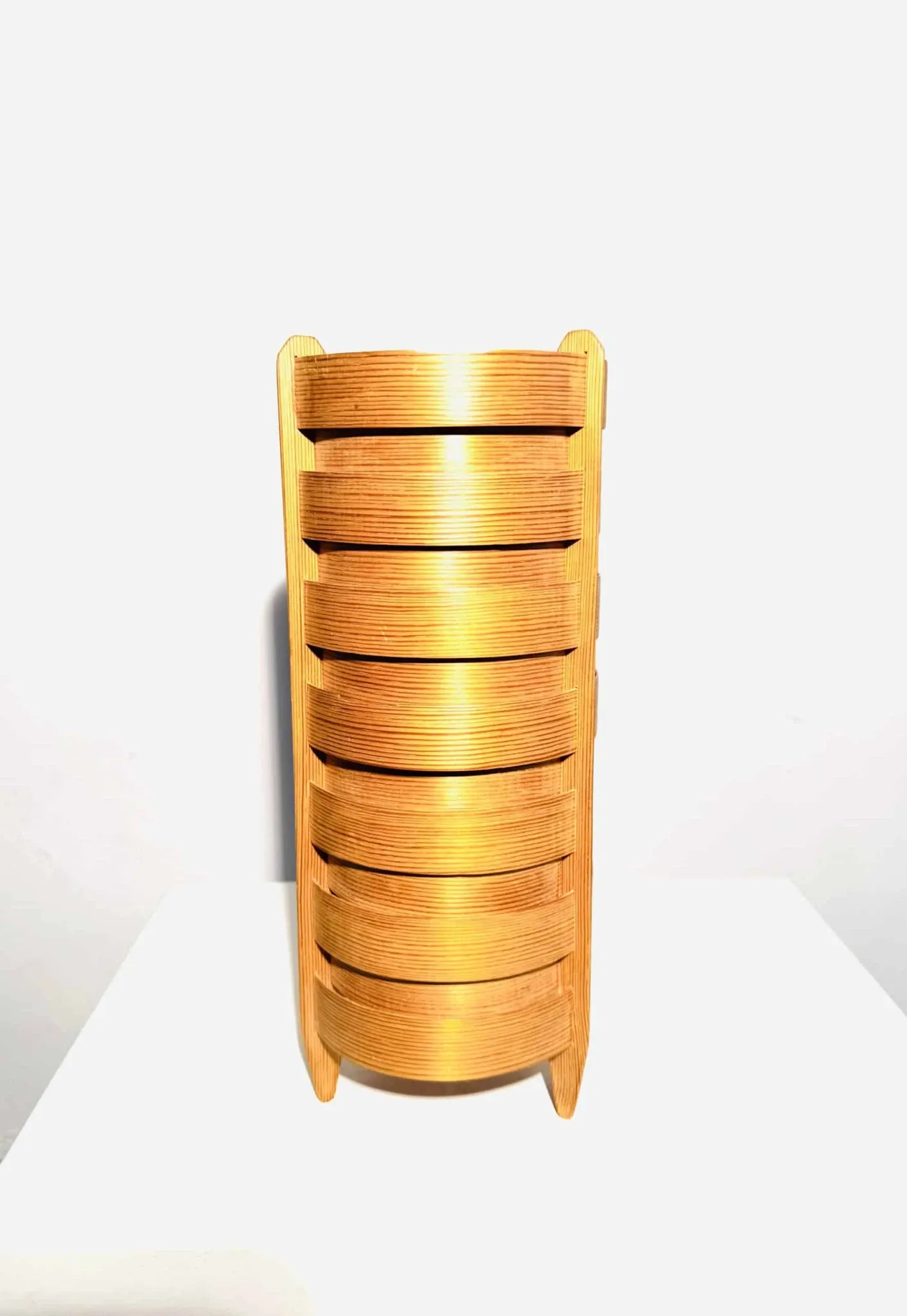 Cylindrical Pinewood Table Lamp In The Manner Of Hans-Agne Jakobsson, Sweden, Circa 1960S