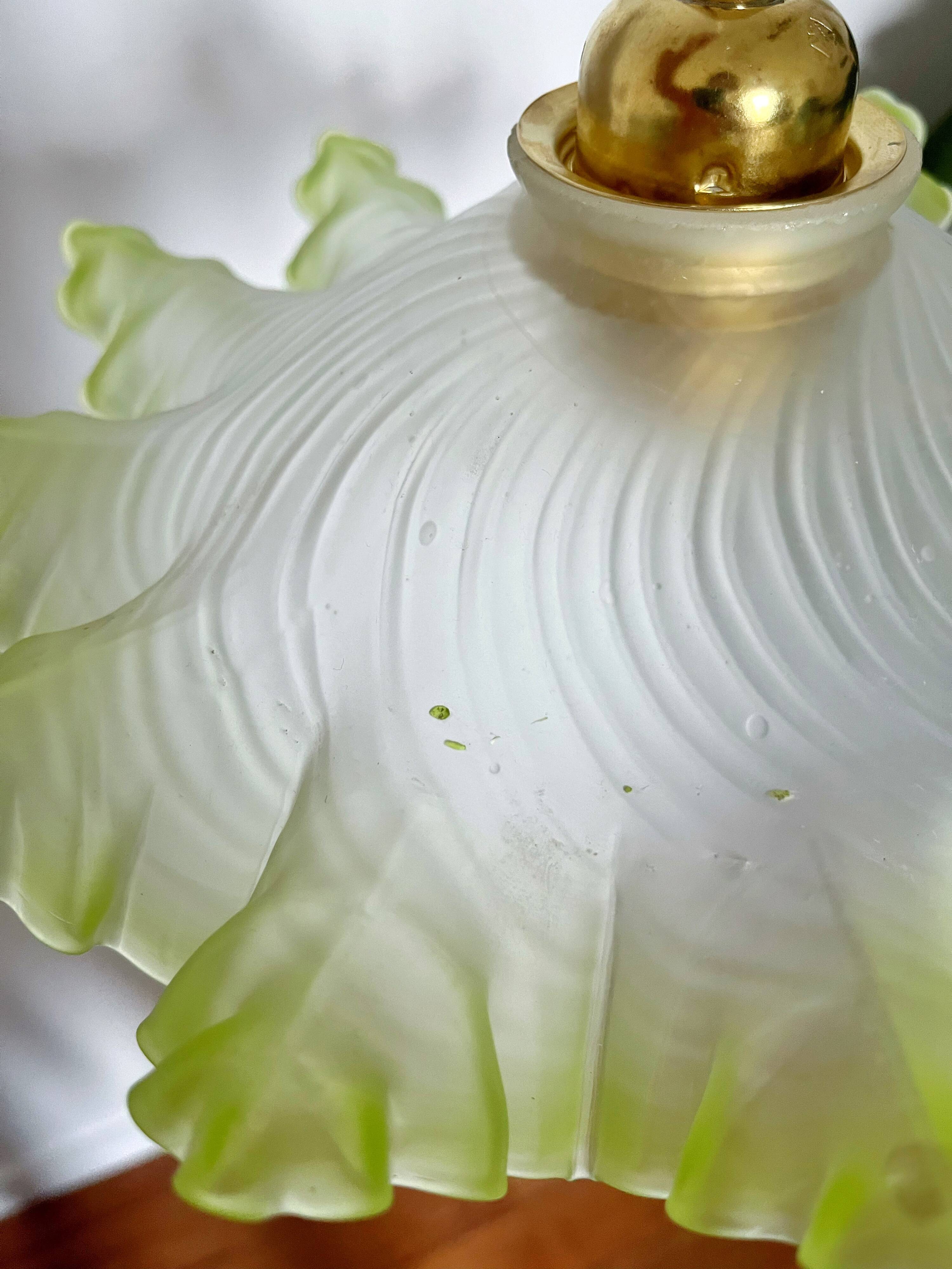Vintage green and white serrated pendant light