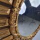 Large vintage golden sunburst mirror 1960s 63cm