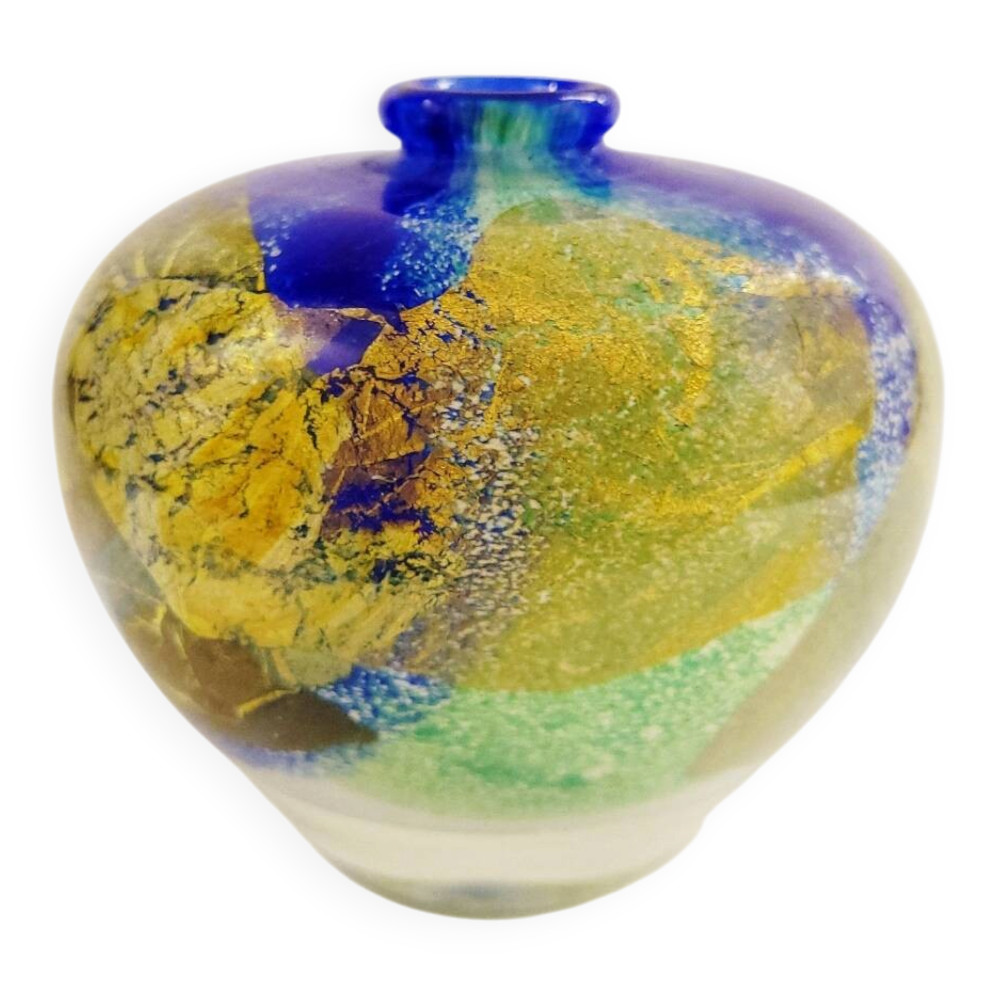 Murano glass vase with gold leaf inclusion, 12 cm, Italy