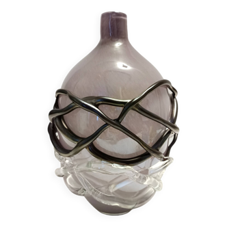 Lilac and Black Iridescent Murano Glass Vase by Sergio Costantini, Italy 19