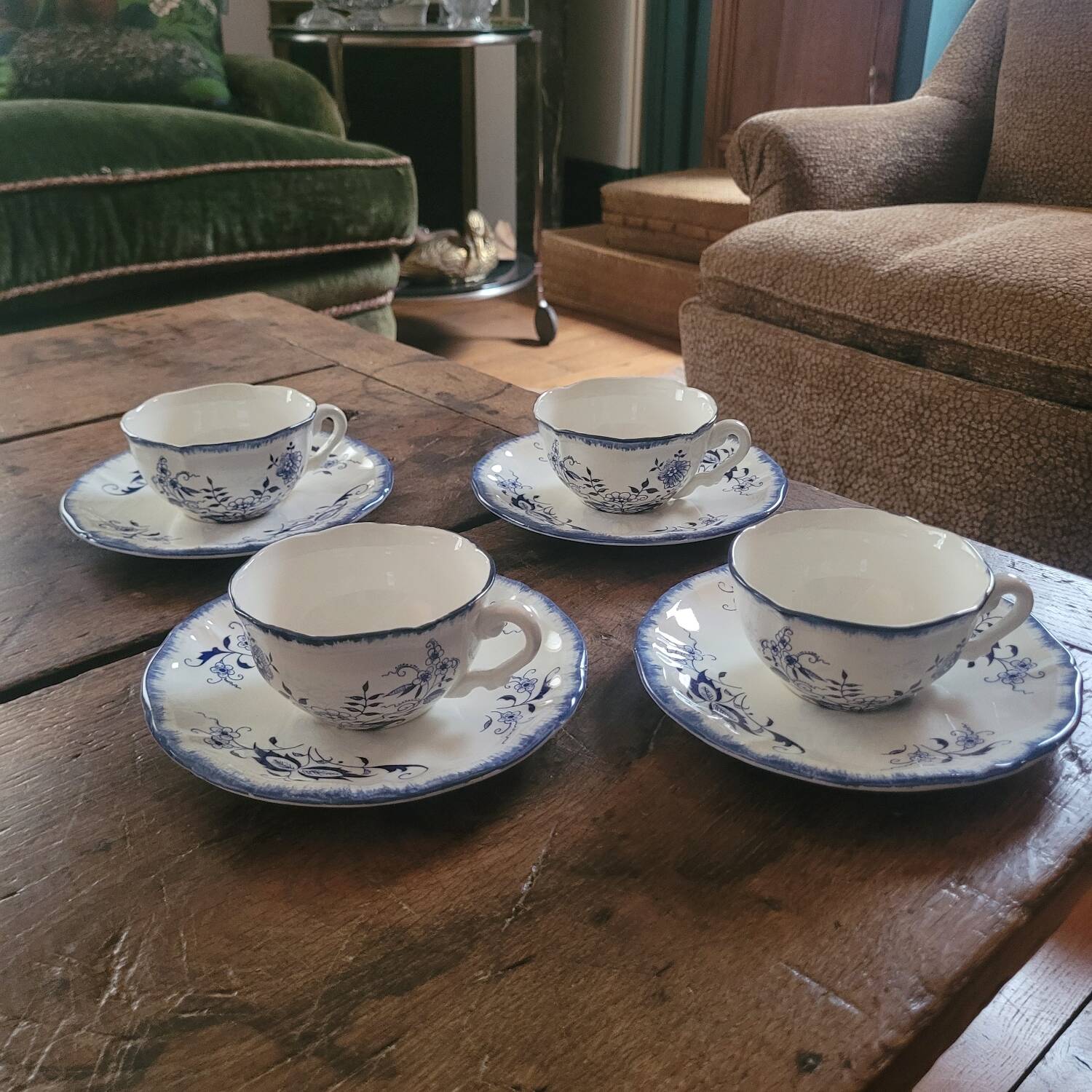 Sarreguemines Lancaster Set – 4 cups and 4 saucers – 1950s
