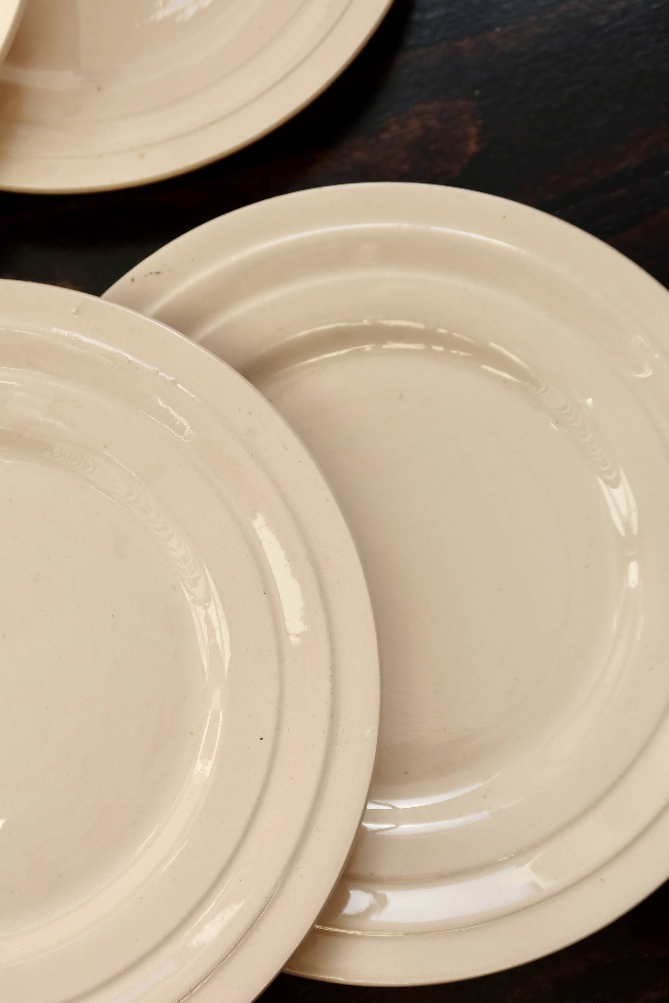 6 vintage pale pink earthenware dessert plates