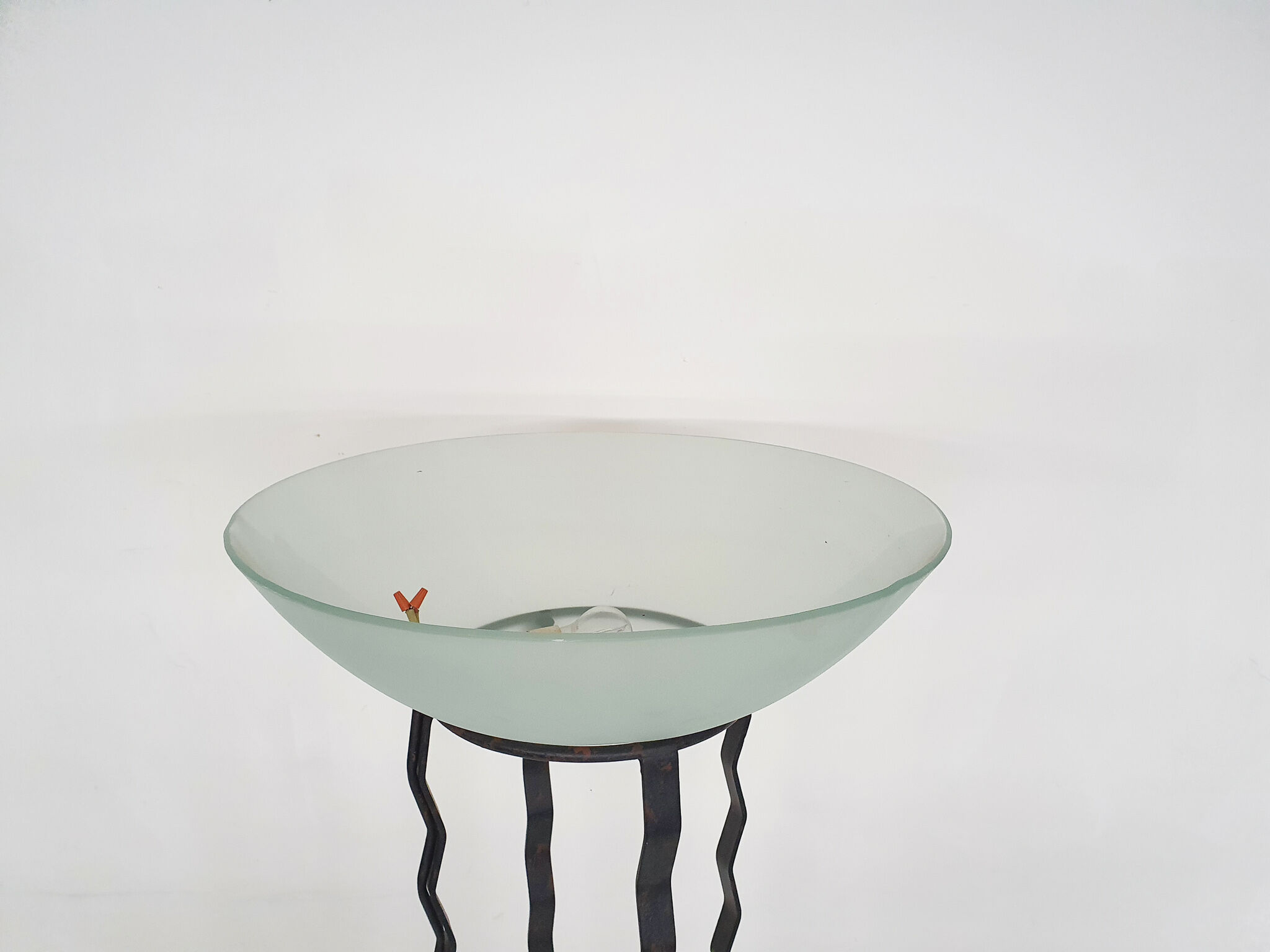 Italian floor light in iron, stone and glass