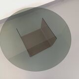 Vintage round glass and plexiglass coffee table, Space Age style, 70s