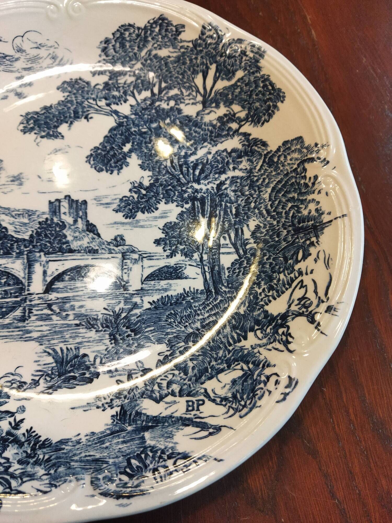 8 blue & white dinner plates (Royal Tudor Gien Lunéville Ceraminter)