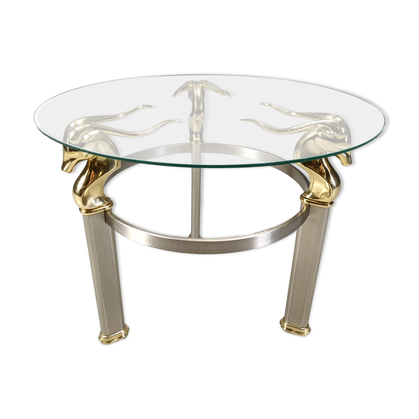 Vintage brass side table in the shape of an ibex or antelope, 1970s
