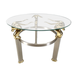 Table d'appoint vintage en laiton en forme de bouquetin ou d'antilope, années 1970