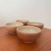 Set of 4 vintage stoneware bowls – terracotta tones – natural raw spirit