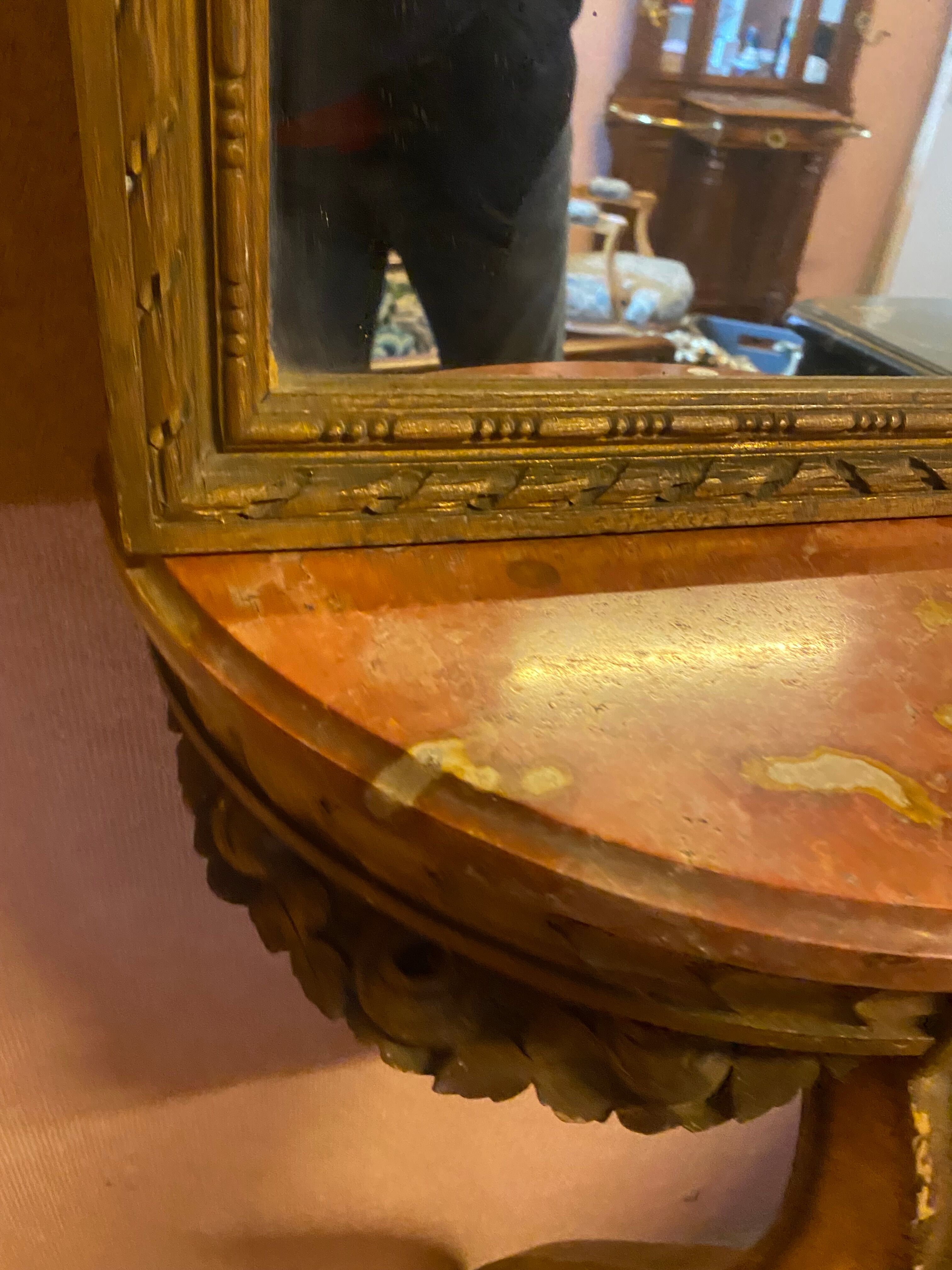 Console and trumeau, Louis XVI style in gilded wood