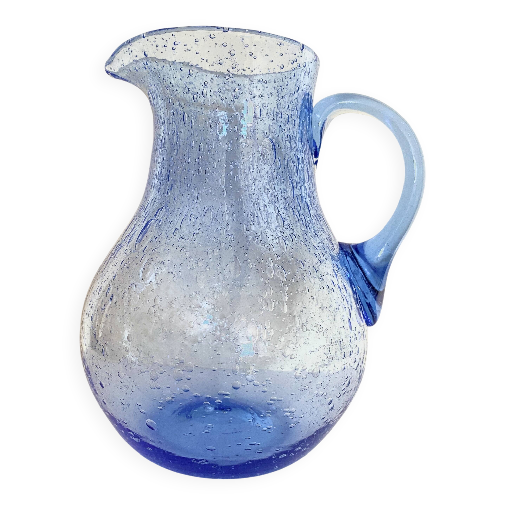 Carafe signée Biot verre bullé