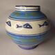 Portuguese Ceramic Vase Decorated with Blue & Gold Fish