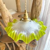 Vintage lampshade in green lace glass, customizable