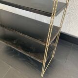 Vintage 1960 String wall shelf black and gold - 60 x 48 cm