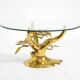 70s coffee table, model Bonsai by Willy Daro, made of brass and fire-gilded