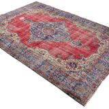 One-of-a-kind turkish handwoven vintage rug - rustic vintage charm 322x 225