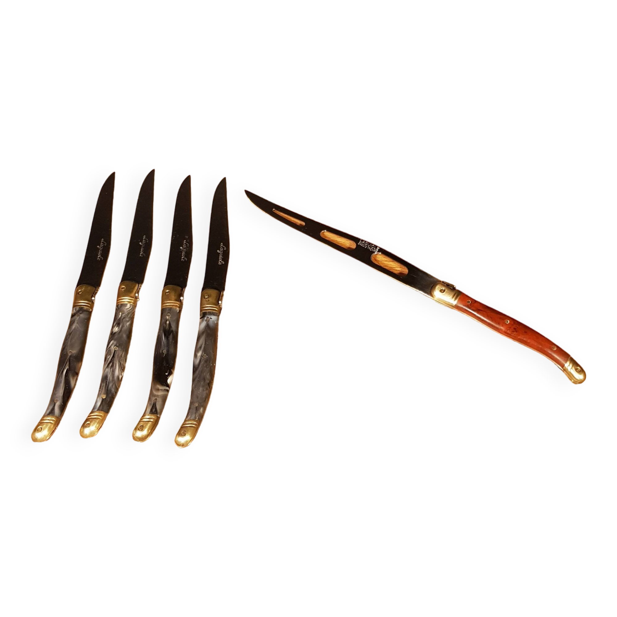 4 Laguiole table knives and large knife