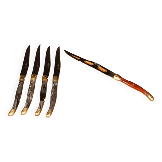 4 Laguiole table knives and large knife