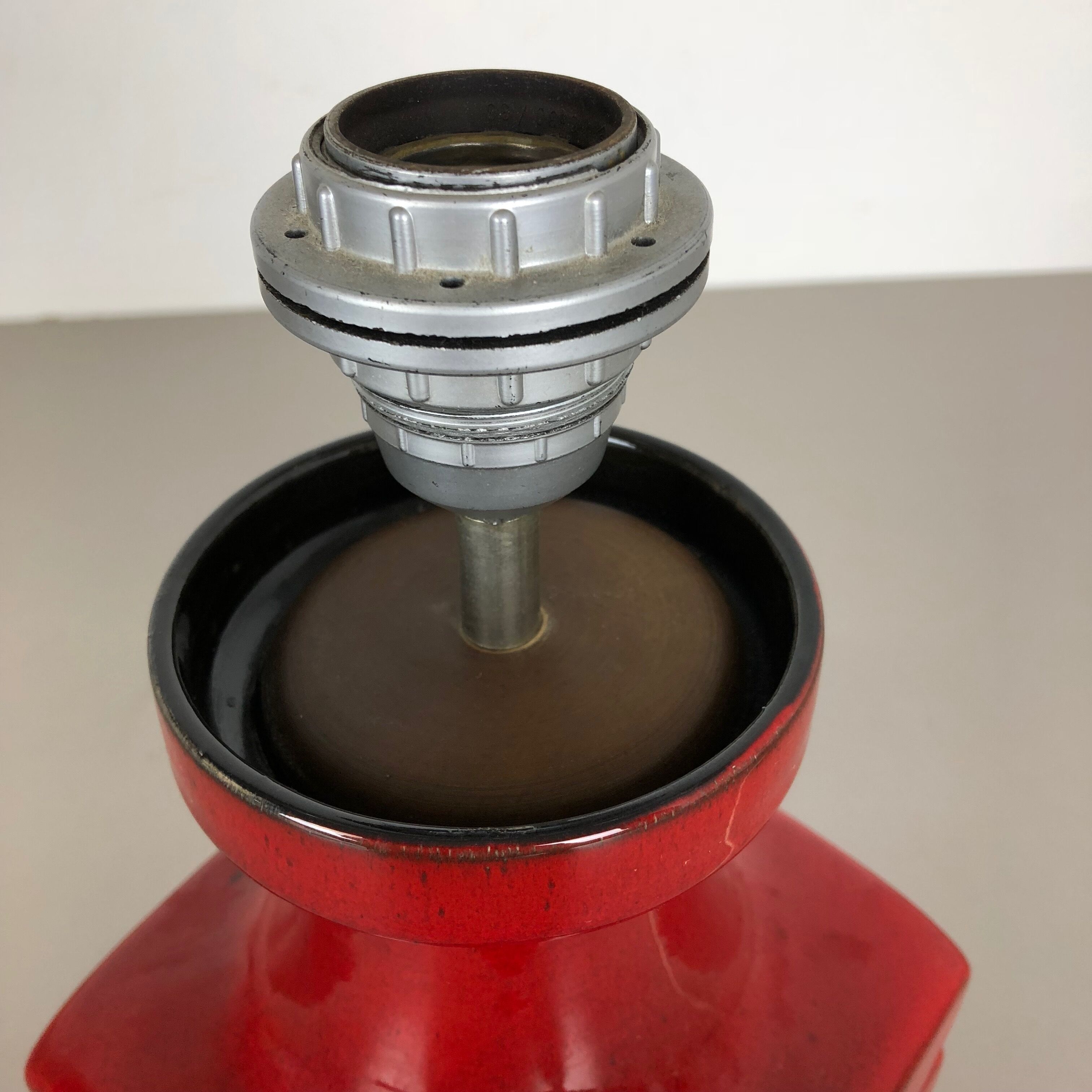 Red ceramic studio pottery table light by Cari Zalloni for Fohr, Germany 1970s