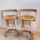 Paire Tabouret haut rotin – création Roger Coster, 1970