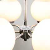 Lustre vintage en chrome et opaline, italie, 1970s