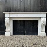 Charles x style fireplace in carrara marble, circa 1880