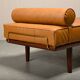 Hans J. Wegner GE19 Daybed in Teak and Camel Leather for Getama Denmark