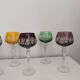 Set of 6 colored crystal stemmed glasses