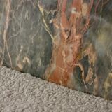 Coffee table in green marble and coral