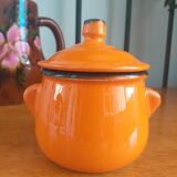 Pot à sucre en grés émaillé orange