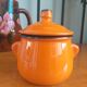 Sugar pot in orange enamelled sandstone
