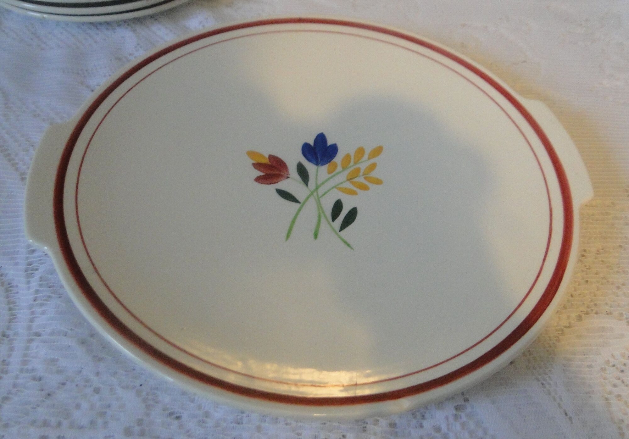 Dessert service Gien model jeannette painted a.la hand 1 dish 12 plates