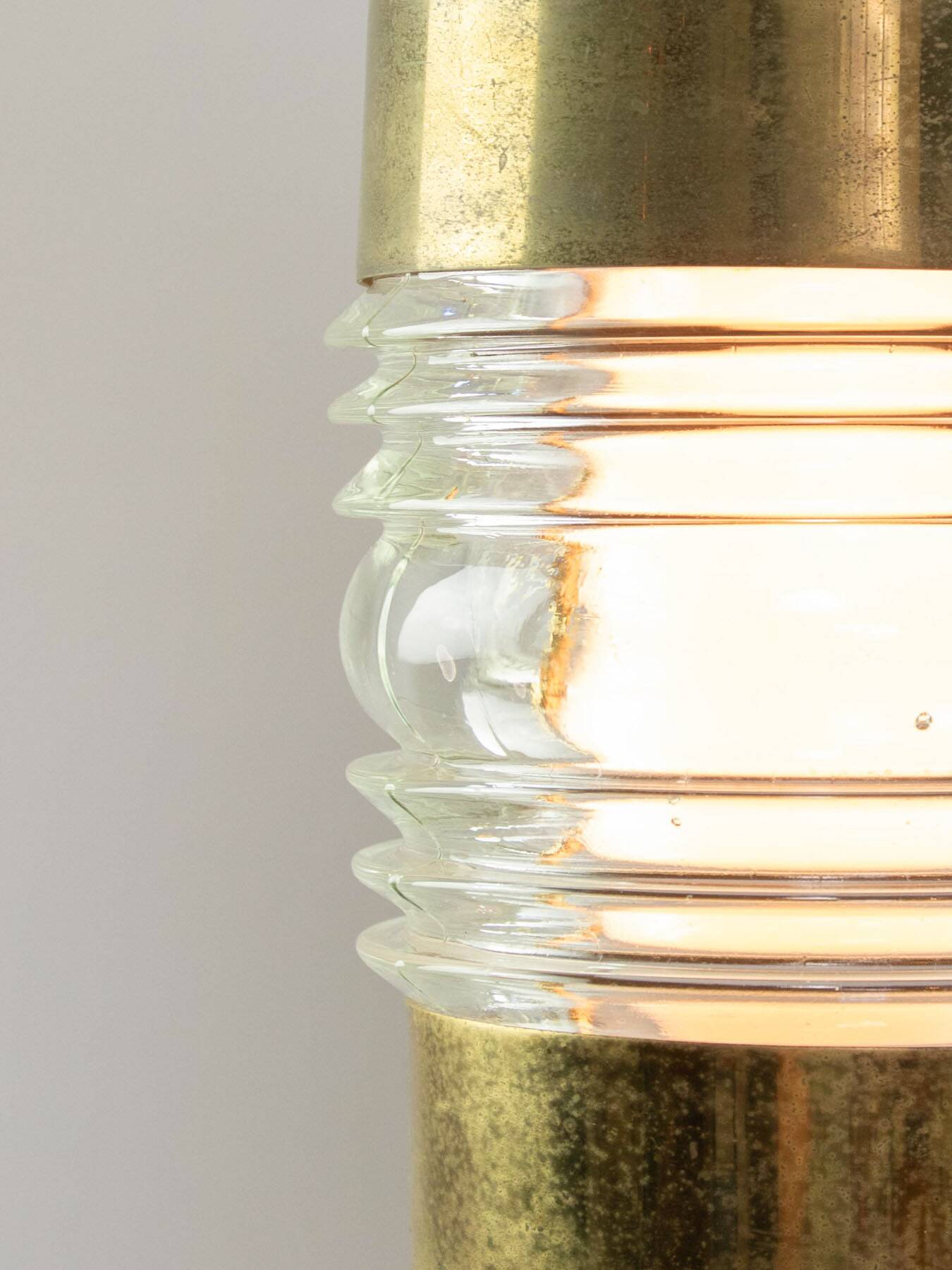 Vintage Italian Brass and Glass Lantern Pendant Lamp, 60s