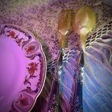 2 silver and horn salad servers