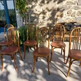 6 chaises Baumann en bois et simili cuir