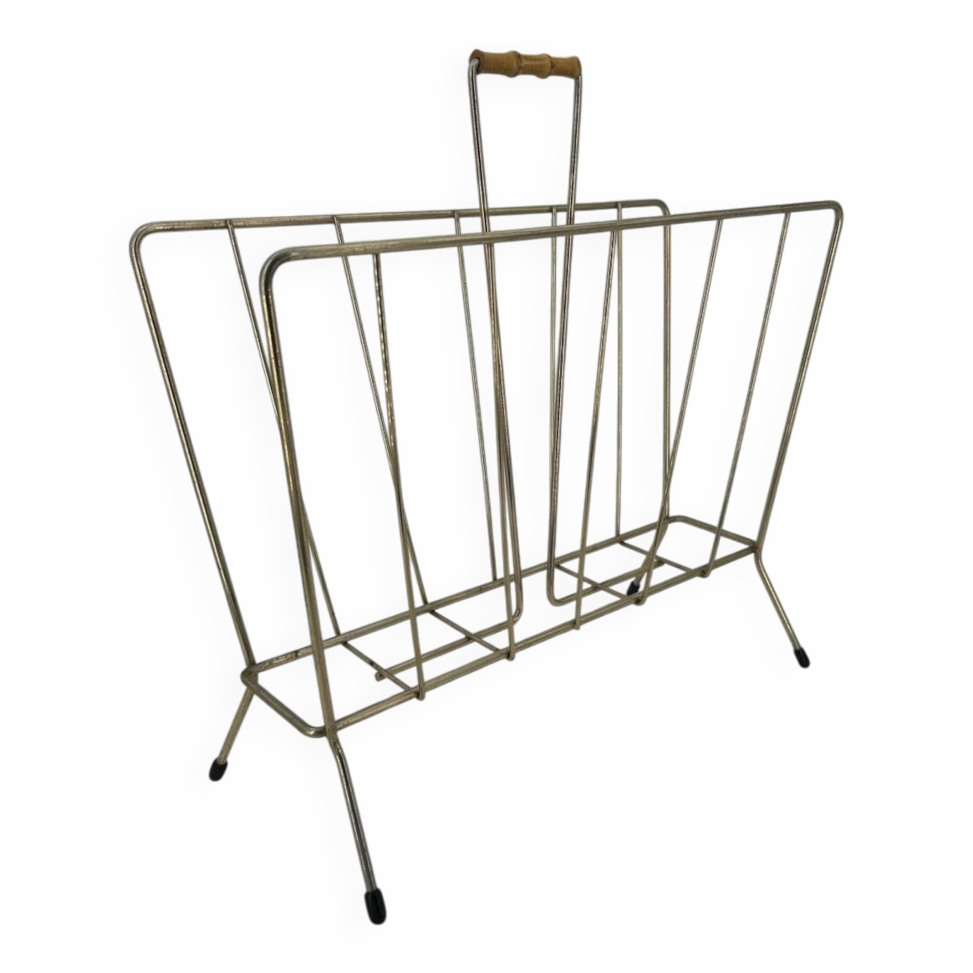 Vintage gold metal magazine rack